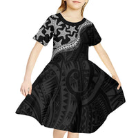 Monotone Polynesian Starfish Unique Pattern Kid Short Sleeve Dress LT01 - Polynesian Pride