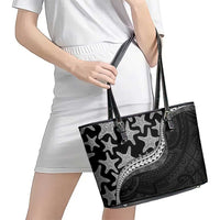 Monotone Polynesian Starfish Unique Pattern Leather Tote Bag LT01 - Polynesian Pride