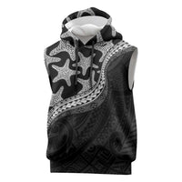 Monotone Polynesian Starfish Unique Pattern Sleeveless Hoodie LT01 Black - Polynesian Pride