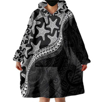 Monotone Polynesian Starfish Unique Pattern Wearable Blanket Hoodie LT01 - Polynesian Pride