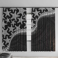 Monotone Polynesian Starfish Unique Pattern Window Curtain LT01 With Hooks Black - Polynesian Pride