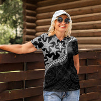 Monotone Polynesian Starfish Unique Pattern Women Polo Shirt LT01 - Polynesian Pride