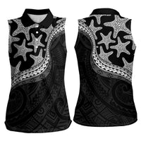 Monotone Polynesian Starfish Unique Pattern Women Sleeveless Polo Shirt LT01 - Polynesian Pride