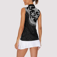 Monotone Polynesian Starfish Unique Pattern Women Sleeveless Polo Shirt LT01 - Polynesian Pride