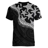 Monotone Polynesian Starfish Unique Pattern Women V-Neck T-Shirt LT01 - Polynesian Pride
