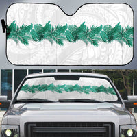 Hawaii Tropical Leaves Auto Sun Shade Polynesian Pattern LT01 White - Polynesian Pride
