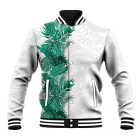 Hawaii Tropical Leaves Baseball Jacket Polynesian Pattern LT01 Unisex White - Polynesian Pride