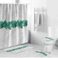 Hawaii Tropical Leaves Bathroom Set Polynesian Pattern LT01 Bathroom Set (4 pcs) White - Polynesian Pride
