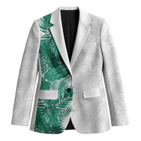 Hawaii Tropical Leaves Blazer Polynesian Pattern LT01 Unisex White - Polynesian Pride