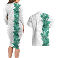 Hawaii Tropical Leaves Couples Matching Long Sleeve Bodycon Dress and Hawaiian Shirt Polynesian Pattern LT01 - Polynesian Pride