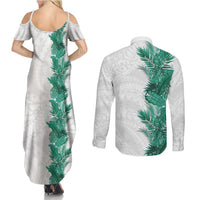 Hawaii Tropical Leaves Couples Matching Summer Maxi Dress and Long Sleeve Button Shirt Polynesian Pattern LT01 - Polynesian Pride