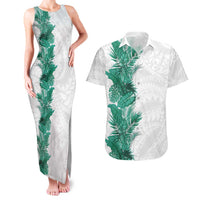 Hawaii Tropical Leaves Couples Matching Tank Maxi Dress and Hawaiian Shirt Polynesian Pattern LT01 White - Polynesian Pride