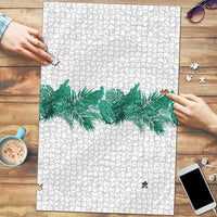 Hawaii Tropical Leaves Puzzle Polynesian Pattern LT01 White - Polynesian Pride
