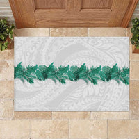 Hawaii Tropical Leaves Rubber Doormat Polynesian Pattern LT01 White - Polynesian Pride