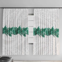 Hawaii Tropical Leaves Window Curtain Polynesian Pattern LT01 With Hooks White - Polynesian Pride