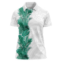 Hawaii Tropical Leaves Women Polo Shirt Polynesian Pattern LT01 Female White - Polynesian Pride