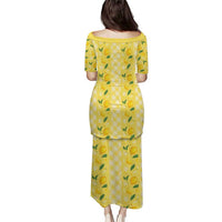 Hawaii Lemon Palaka Family Matching Puletasi and Hawaiian Shirt Striped Stylized LT01 - Polynesian Pride