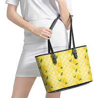 Hawaii Lemon Palaka Leather Tote Bag Striped Stylized LT01 - Polynesian Pride