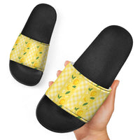 Hawaii Lemon Palaka Slide Sandals Striped Stylized LT01 - Polynesian Pride