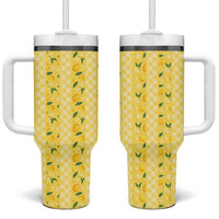 Hawaii Lemon Palaka Tumbler With Handle Striped Stylized LT01 One Size: 40 oz Yellow - Polynesian Pride