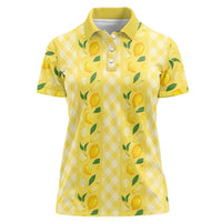 Hawaii Lemon Palaka Women Polo Shirt Striped Stylized LT01 Female Yellow - Polynesian Pride