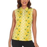 Hawaii Lemon Palaka Women Sleeveless Polo Shirt Striped Stylized LT01 - Polynesian Pride