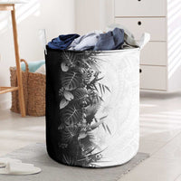Hawaii Tropical Plant Monochrome Laundry Basket Vibrant Polynesian Pattern LT01 Black - Polynesian Pride