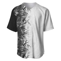 Hawaii Tropical Plant Monochrome Baseball Jersey Vibrant Polynesian Pattern LT01 Black - Polynesian Pride