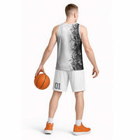 Hawaii Tropical Plant Monochrome Basketball Jersey Vibrant Polynesian Pattern LT01 - Polynesian Pride