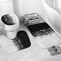 Hawaii Tropical Plant Monochrome Bathroom Set Vibrant Polynesian Pattern LT01 Mat Set Only (3 pcs) One Size Black - Polynesian Pride