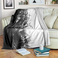 Hawaii Tropical Plant Monochrome Blanket Vibrant Polynesian Pattern LT01 Black - Polynesian Pride