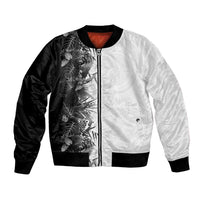 Hawaii Tropical Plant Monochrome Bomber Jacket Vibrant Polynesian Pattern LT01 Unisex Black - Polynesian Pride