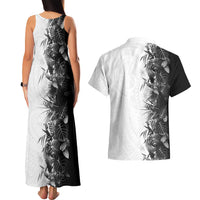 Hawaii Tropical Plant Monochrome Couples Matching Tank Maxi Dress and Hawaiian Shirt Vibrant Polynesian Pattern LT01 - Polynesian Pride