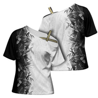 Hawaii Tropical Plant Monochrome Cross Shoulder Shirt Vibrant Polynesian Pattern LT01 - Polynesian Pride