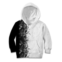 Hawaii Tropical Plant Monochrome Kid Hoodie Vibrant Polynesian Pattern LT01 Hoodie Black - Polynesian Pride