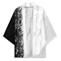 Hawaii Tropical Plant Monochrome Kimono Vibrant Polynesian Pattern LT01 Unisex Black - Polynesian Pride