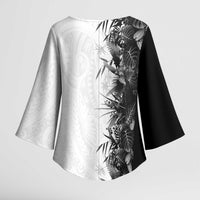 Hawaii Tropical Plant Monochrome Kimono Sleeve Blouse Vibrant Polynesian Pattern LT01 - Polynesian Pride