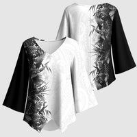 Hawaii Tropical Plant Monochrome Kimono Sleeve Blouse Vibrant Polynesian Pattern LT01 - Polynesian Pride