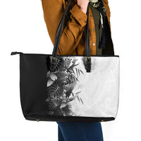 Hawaii Tropical Plant Monochrome Leather Tote Bag Vibrant Polynesian Pattern LT01 - Polynesian Pride