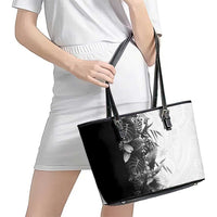 Hawaii Tropical Plant Monochrome Leather Tote Bag Vibrant Polynesian Pattern LT01 - Polynesian Pride