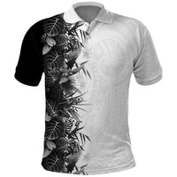 Hawaii Tropical Plant Monochrome Polo Shirt Vibrant Polynesian Pattern LT01 Black - Polynesian Pride