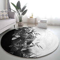 Hawaii Tropical Plant Monochrome Round Carpet Vibrant Polynesian Pattern LT01 - Polynesian Pride