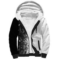 Hawaii Tropical Plant Monochrome Sherpa Hoodie Vibrant Polynesian Pattern LT01 Unisex Black - Polynesian Pride