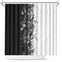 Hawaii Tropical Plant Monochrome Shower Curtain Vibrant Polynesian Pattern LT01 Black - Polynesian Pride