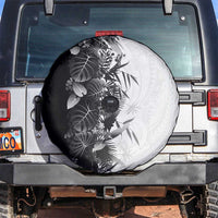 Hawaii Tropical Plant Monochrome Spare Tire Cover Vibrant Polynesian Pattern LT01 Black - Polynesian Pride