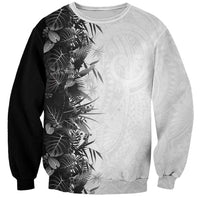 Hawaii Tropical Plant Monochrome Sweatshirt Vibrant Polynesian Pattern LT01 Unisex Black - Polynesian Pride