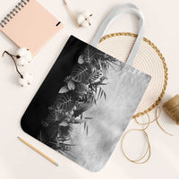 Hawaii Tropical Plant Monochrome Tote Bag Vibrant Polynesian Pattern LT01 White Strap One Size Black - Polynesian Pride