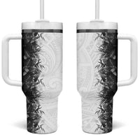 Hawaii Tropical Plant Monochrome Tumbler With Handle Vibrant Polynesian Pattern LT01 One Size: 40 oz Black - Polynesian Pride