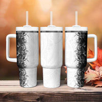 Hawaii Tropical Plant Monochrome Tumbler With Handle Vibrant Polynesian Pattern LT01 - Polynesian Pride