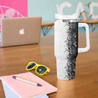Hawaii Tropical Plant Monochrome Tumbler With Handle Vibrant Polynesian Pattern LT01 - Polynesian Pride